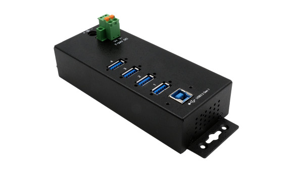 4-Port USB 3.2 Gen 1 Metall HUB, 15KV ESD Schutz (DIN-Rail Kit)