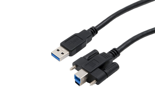 USB 3.2 Gen1 Kabel A Stecker zu B Stecker mit Rändelschrauben, 1.5 Meter