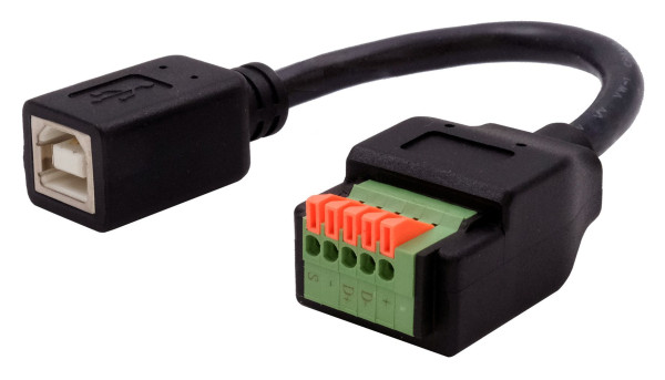 Kabel-Adapter USB-B Buchse zu 5-pin Terminal Block mit Drucktaster, USB 2.0, 15 cm