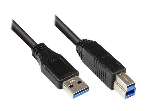Anschlusskabel USB 3.0 Stecker A an Stecker B, schwarz, 5.0 Meter, Kabel, Kategorien