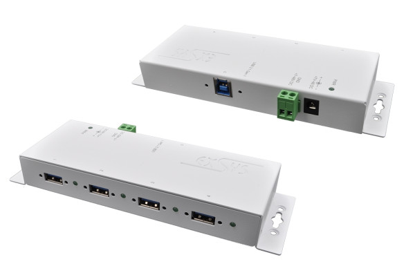 4-Port USB 3.2 Gen 1 Metall HUB in weißem Gehäuse mit 15KV ESD Überspannungsschutz, A-Buchsen