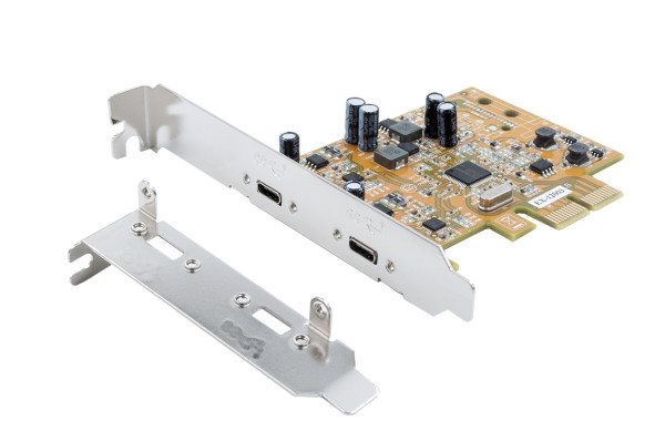 USB 3.2 Gen 2x1 PCIe (Gen3) (x2) Karte mit 2x USB-C, 3.0A Strom (Asmedia)