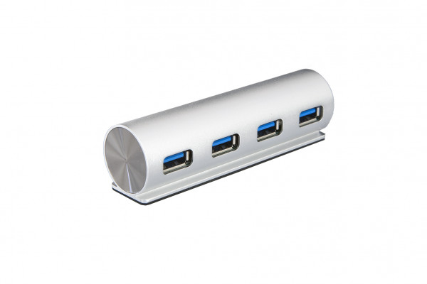 4 Port USB 3.2 Gen1 Metall HUB, mit elegantem runden Metall-Gehäuse