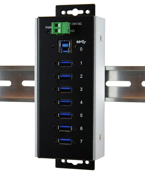 7 Port USB 3.2 Gen 1 Metall HUB für Temperaturen von –40°C bis +85°C Grad