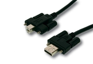 USB 2.0 Kabel A Stecker und B Stecker mit Rändelschrauben, 5 Meter
