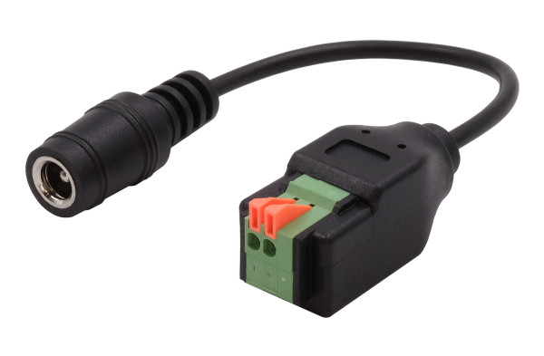 Kabel-Adapter DC-Buchse 5.5x2.1 mm zu 2-pin Terminal Block mit Drucktaster, 15 cm