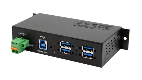 4-Port Metall HUB USB 3.2 Gen 1, 15KV ESD Schutz (DIN-Rail)
