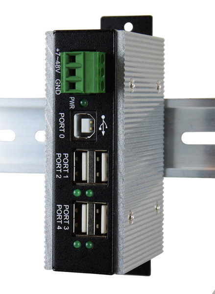 4-Port USB 2.0 Metall-HUB, 15KV ESD Schutz, -40°C bis +85°C