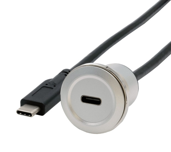 Einbau-Adapter Metall USB C Buchse zu Stecker, 30 cm