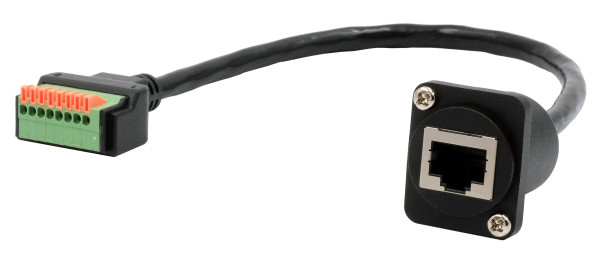 D-Typ Kabel-Adapter RJ45 Buchse zu 8-pin Terminal Block mit Drucktaster, CAT.5e, 20 cm