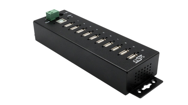 10-Port USB 2.0 Metall HUB (DIN-Rail), 15KV ESD Schutz